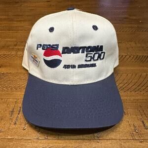 Vintage Pepsi Daytona 500 Autographed Snapback with Vintage Gatorade Hat Pin